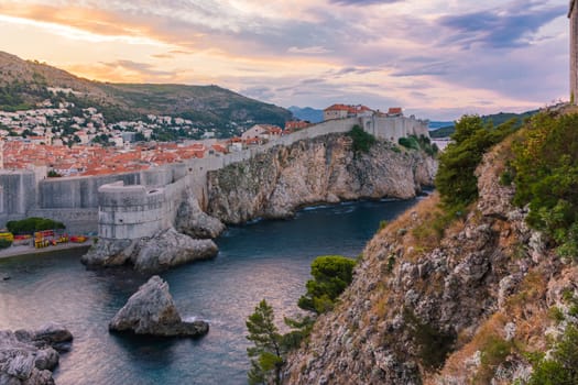 Beautiful Outer Fortress Walls of Dubrovnik Croatia Cityscape Detail European Vacation Destination Sightseeing