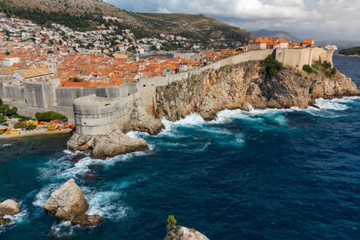 Beautiful Outer Fortress Walls of Dubrovnik Croatia Cityscape Detail European Vacation Destination Sightseeing