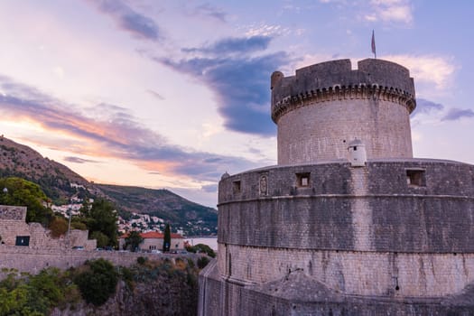 Beautiful Outer Fortress Walls of Dubrovnik Croatia Cityscape Detail European Vacation Destination Sightseeing