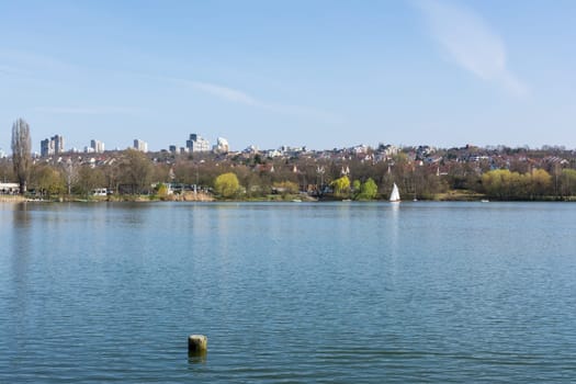 Autumn Daytime Sunny Lake Max Eyth See Outdoors Stuttgart Germany Destination Nature Outdoors
