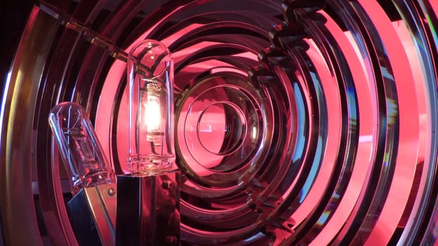 Lighthouse Bulb Closeup Turning On Warming Up Red