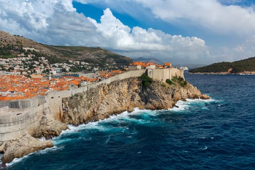 Beautiful Outer Fortress Walls of Dubrovnik Croatia Cityscape Detail European Vacation Destination Sightseeing