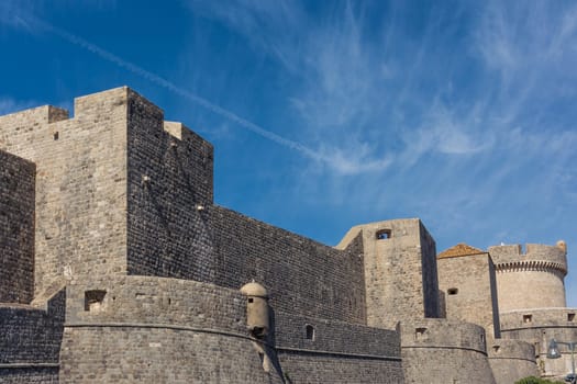 Beautiful Outer Fortress Walls of Dubrovnik Croatia Cityscape Detail European Vacation Destination Sightseeing