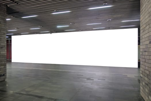 Billboard Underground Wall Mural Blank Isolated White Clipping Path