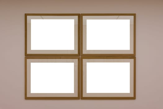Blank White Art Gallery Frame Picture Wall White Contemporary Modern Rectangular Shape Isolated Empty