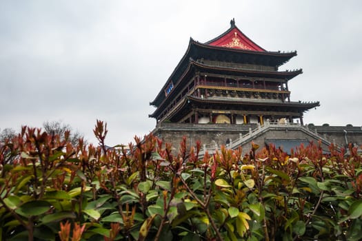 Xi'an China Zhong Lou Central Belltower Cold Winter Day March 2018