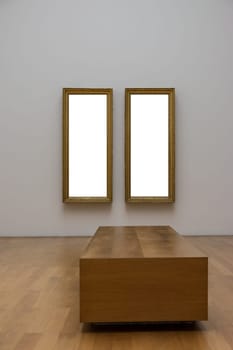 Blank White Art Gallery Frame Picture Wall White Contemporary Modern Rectangular Shape Isolated Empty