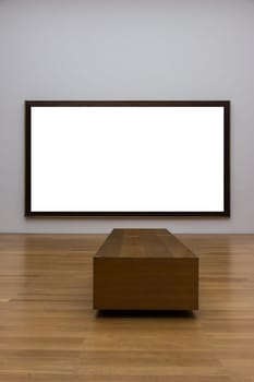 Blank White Art Gallery Frame Picture Wall White Contemporary Modern Rectangular Shape Isolated Empty