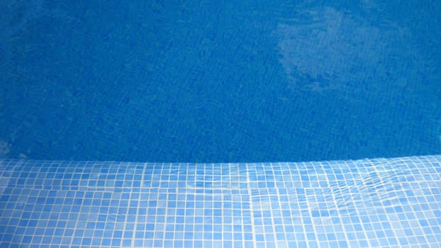 Brightly Colored Blue Pool Tiles Bottom Swimming Empty Water