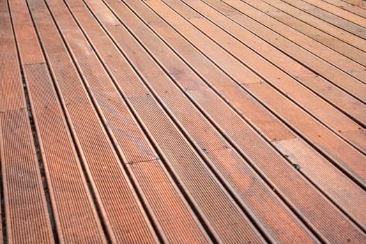 Wooden Patio Floor Outdoor Decoration Closeup Detail Hardware Installed