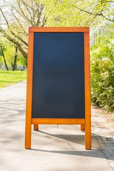 Blank Cafe Chalkboard Sidewalk Bushes Outdoors City Urban Restaurant Menu