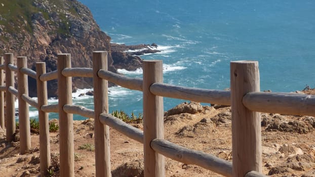 Wooden Posts Along Beach Cliffside Ocean Walking Along
