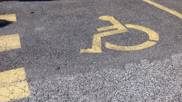 Yellow Handicap Parking Lot Symbol Asphalt Painted Icon