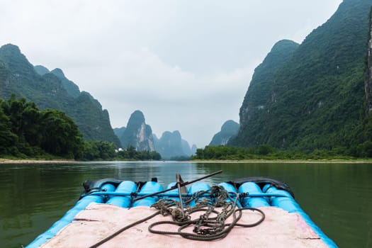 Yangshuo River Boating Landscape Overcast Travel
