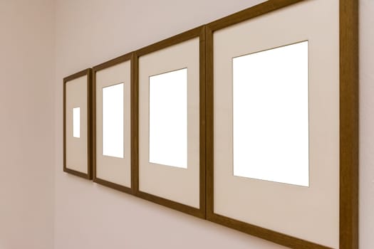 Blank White Art Gallery Frame Picture Wall White Contemporary Modern Rectangular Shape Isolated Empty