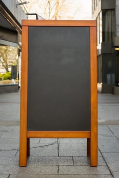 Blank Cafe Chalkboard Sidewalk Bushes Outdoors City Urban Restaurant Menu