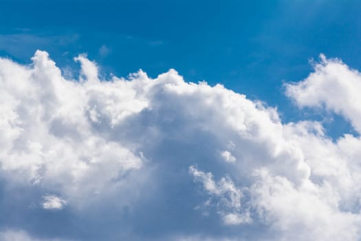 White Clouds Blue Sky Fluffy Sun Flare Airplane Trail  Sunny Daytime Texture Background