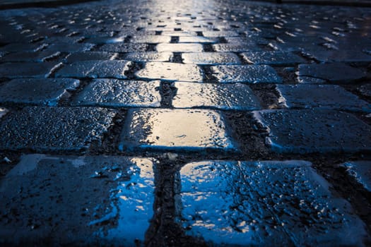 Cobblestone Path Closeup Texture Afternoon Blue Progress Goals Walkway Sidewalk Sunlight Cold Warm