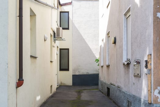 Typical European Alley Way Between Two Houses Space Empty