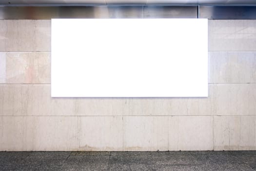 Urban Subway Underground Billboard Rectangular White Mockup City Advertisement