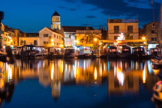 Vodice Croatia at Twilight Dusk Blue Hour on Summer Afternoon Tourist Season August 2017