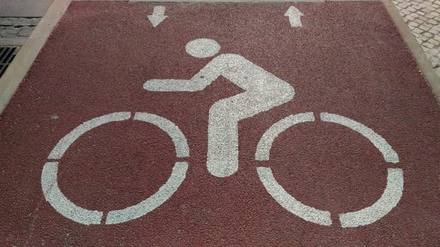 White Painted Bicycle Symbol Sidewalk Public Pedestrian Lane
