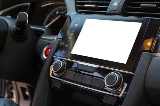 Car GPS Console Front Dashboard Mockup Blank