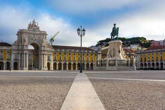 Comercio Square Lisbon Portugal Commercial Area Oceanfront City Center Destination Sightseeing Sunrise