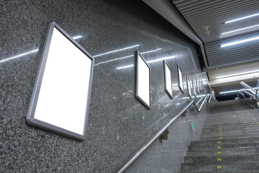 Subway Blank Staircase Advertisements Row Isolated Clipping Path