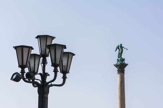 Stuttgart Jubilaeumssaeule Schlossplatz Germany European Blue Sky Background