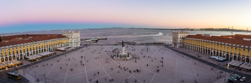 Comercio Square Lisbon Portugal Sightseeing Destination During Sunset Summer Tourist Season August 2017
