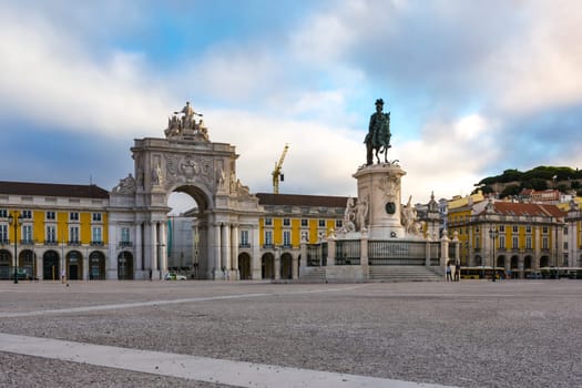 Comercio Square Lisbon Portugal Commercial Area Oceanfront City Center Destination Sightseeing Sunset