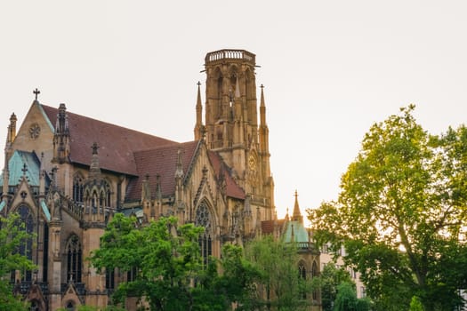 Stuttgart Feuersee Johanesskirche Pond Landscape Germany Europe Architecture Destination
