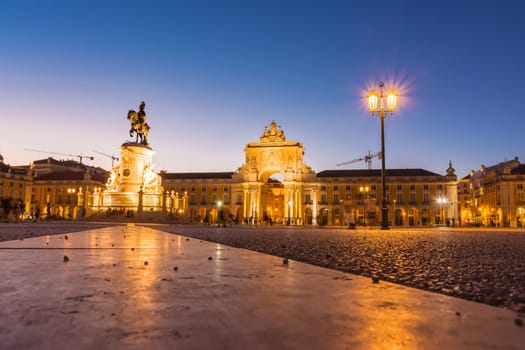 Comercio Square Lisbon Portugal Commercial Area Oceanfront City Center Destination Sightseeing Sunset