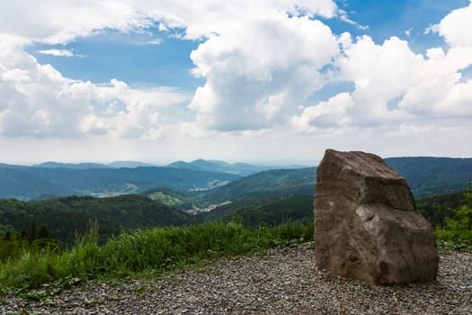 Schwarzwald Black Forest Landscape Wiesbach Rock Beautiful Overlook Mountaintop Trees Germany Europe Destination Clouds Blue Skies