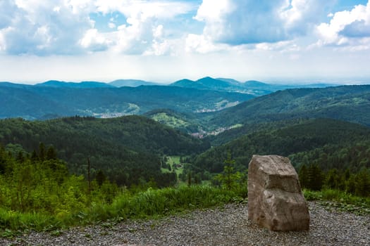 Schwarzwald Black Forest Landscape Wiesbach Rock Beautiful Overlook Mountaintop Trees Germany Europe Destination Clouds Blue Skies