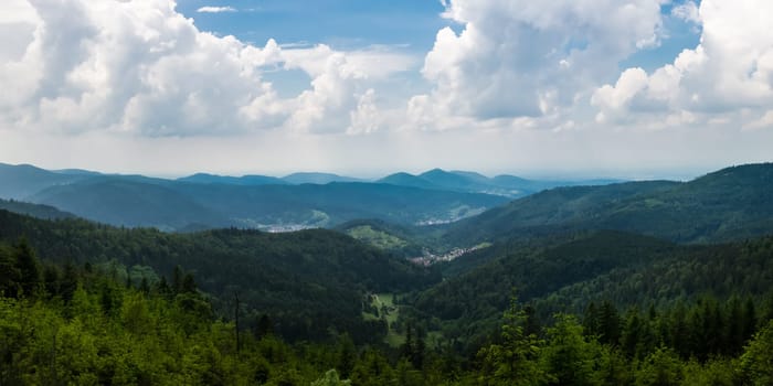 Schwarzwald Black Forest Landscape Wiesbach Rock Beautiful Overlook Mountaintop Trees Germany Europe Destination Clouds Blue Skies