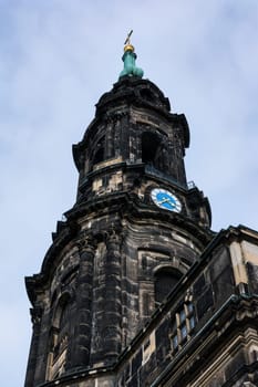 Dresden Catholic Church Overcast Weather Bridge View Exterior Architecture Famous Building