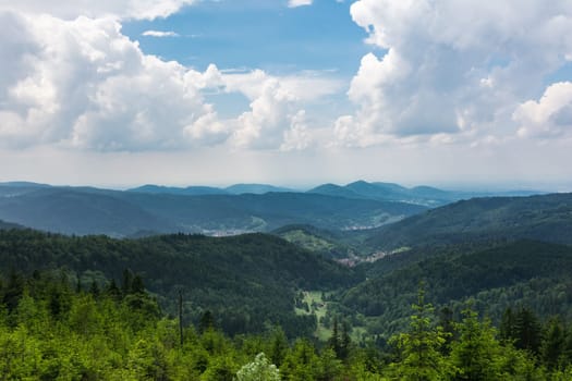 Schwarzwald Black Forest Landscape Wiesbach Rock Beautiful Overlook Mountaintop Trees Germany Europe Destination Clouds Blue Skies