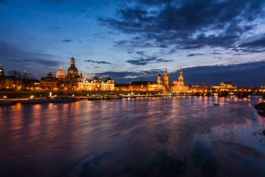 Dresden Germany Europe Cityscape Landscape River Bridge Elbe Sunrise Sunset Outdoors Beautiful Tourism Travel