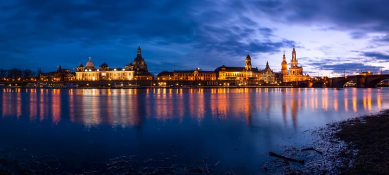 Dresden Germany Europe Cityscape Landscape River Bridge Elbe Sunrise Sunset Outdoors Beautiful Tourism Travel