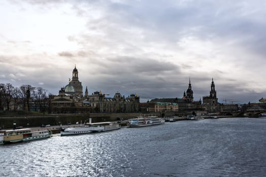 Dresden Germany Europe Cityscape Landscape River Bridge Elbe Sunrise Sunset Outdoors Beautiful Tourism Travel