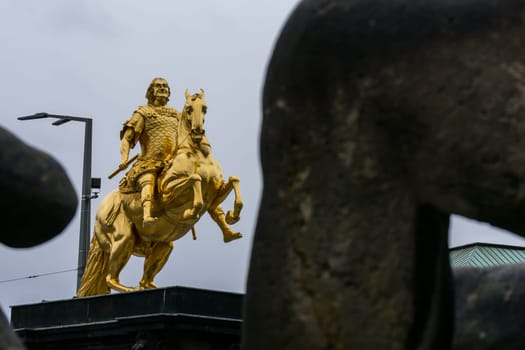 Dresden Golden Rider Outdoors Monument in Winter Overcast Weather