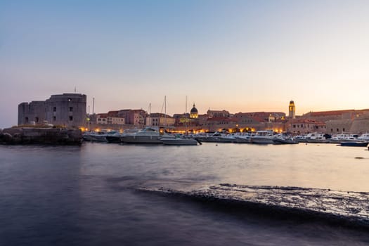 Dubrovnik Croatia During Sunset View Over Old Town Cityscape Beautiful European Vacation Destination Historic Fortress