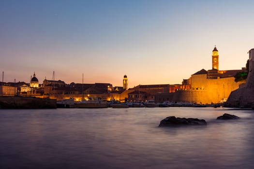 Dubrovnik Croatia During Sunset View Over Old Town Cityscape Beautiful European Vacation Destination Historic Fortress