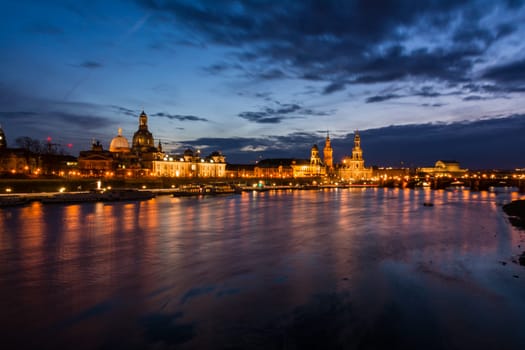 Dresden Germany Europe Cityscape Landscape River Bridge Elbe Sunrise Sunset Outdoors Beautiful Tourism Travel