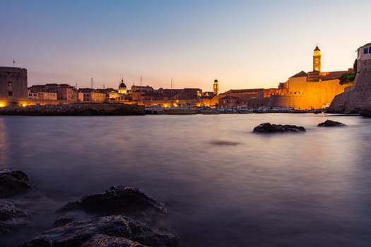 Dubrovnik Croatia During Sunset View Over Old Town Cityscape Beautiful European Vacation Destination Historic Fortress