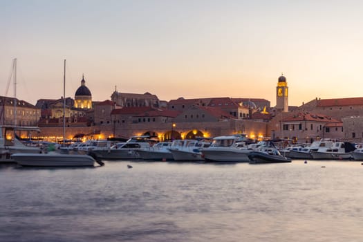 Dubrovnik Croatia During Sunset View Over Old Town Cityscape Beautiful European Vacation Destination Historic Fortress