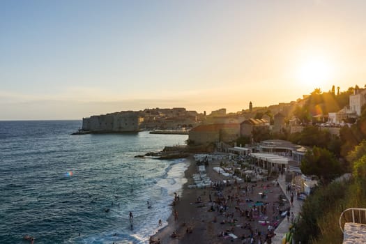 Dubrovnik Croatia During Sunset View Over Old Town Cityscape Beautiful European Vacation Destination Historic Fortress