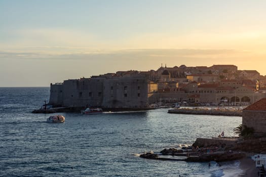 Dubrovnik Croatia During Sunset View Over Old Town Cityscape Beautiful European Vacation Destination Historic Fortress